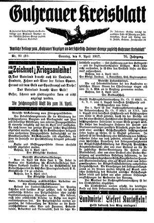 Guhrauer Anzeiger an der Schlesisch-Posener Grenze vom 08.04.1917