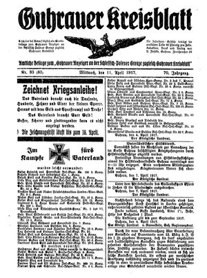 Guhrauer Anzeiger an der Schlesisch-Posener Grenze vom 11.04.1917