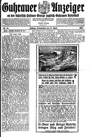 Guhrauer Anzeiger an der Schlesisch-Posener Grenze vom 12.04.1917