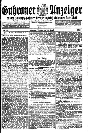 Guhrauer Anzeiger an der Schlesisch-Posener Grenze vom 13.04.1917