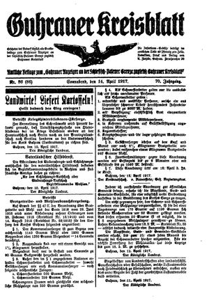 Guhrauer Anzeiger an der Schlesisch-Posener Grenze vom 14.04.1917