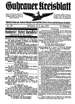 Guhrauer Anzeiger an der Schlesisch-Posener Grenze on Jun 9, 1917
