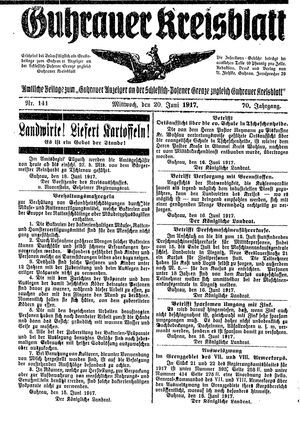 Guhrauer Anzeiger an der Schlesisch-Posener Grenze vom 20.06.1917