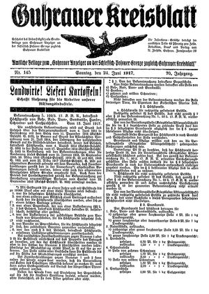 Guhrauer Anzeiger an der Schlesisch-Posener Grenze on Jun 24, 1917