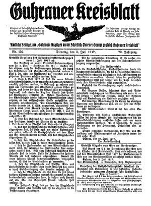 Guhrauer Anzeiger an der Schlesisch-Posener Grenze vom 03.07.1917
