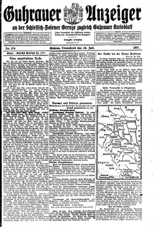 Guhrauer Anzeiger an der Schlesisch-Posener Grenze vom 28.07.1917