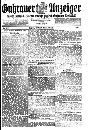 Guhrauer Anzeiger an der Schlesisch-Posener Grenze vom 01.08.1917