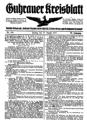 Guhrauer Anzeiger an der Schlesisch-Posener Grenze vom 10.08.1917