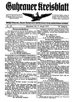 Guhrauer Anzeiger an der Schlesisch-Posener Grenze vom 11.08.1917