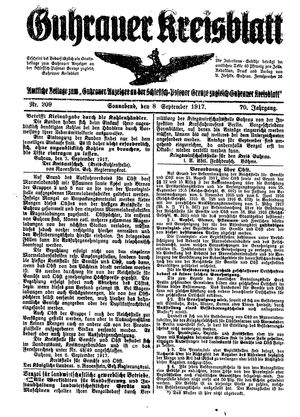 Guhrauer Anzeiger an der Schlesisch-Posener Grenze vom 08.09.1917