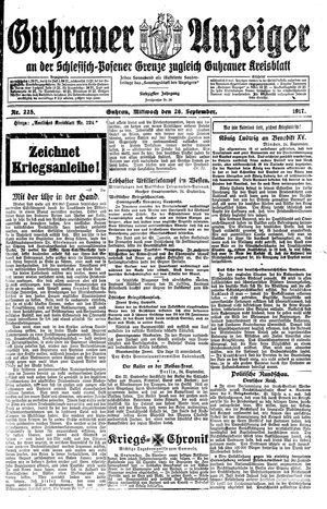 Guhrauer Anzeiger an der Schlesisch-Posener Grenze vom 26.09.1917