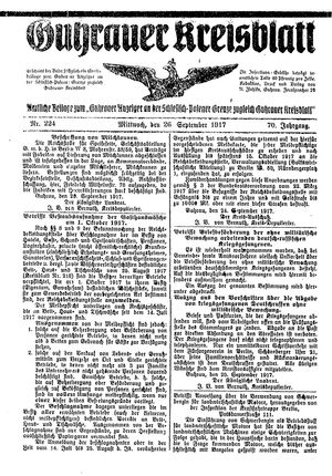 Guhrauer Anzeiger an der Schlesisch-Posener Grenze vom 26.09.1917