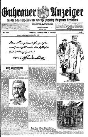 Guhrauer Anzeiger an der Schlesisch-Posener Grenze on Oct 2, 1917