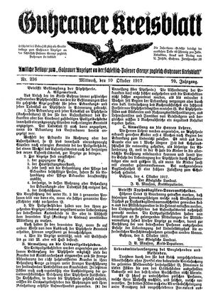 Guhrauer Anzeiger an der Schlesisch-Posener Grenze vom 10.10.1917