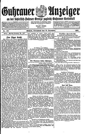 Guhrauer Anzeiger an der Schlesisch-Posener Grenze vom 15.12.1917