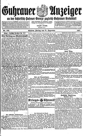 Guhrauer Anzeiger an der Schlesisch-Posener Grenze vom 21.12.1917