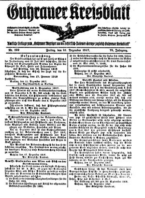 Guhrauer Anzeiger an der Schlesisch-Posener Grenze vom 21.12.1917