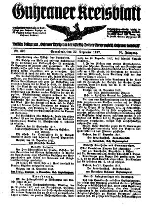 Guhrauer Anzeiger an der Schlesisch-Posener Grenze vom 22.12.1917