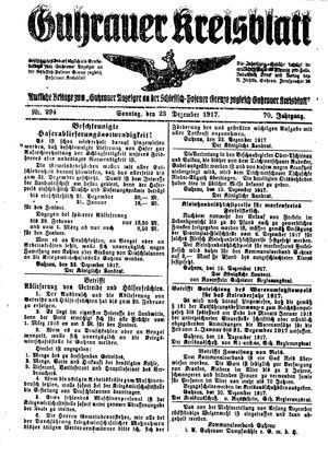 Guhrauer Anzeiger an der Schlesisch-Posener Grenze vom 23.12.1917
