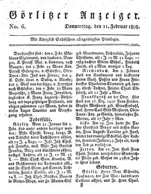 Görlitzer Anzeiger on Feb 11, 1808