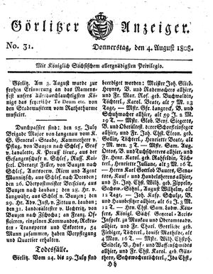 Görlitzer Anzeiger vom 04.08.1808