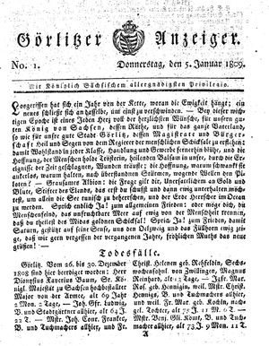 Görlitzer Anzeiger on Jan 5, 1809
