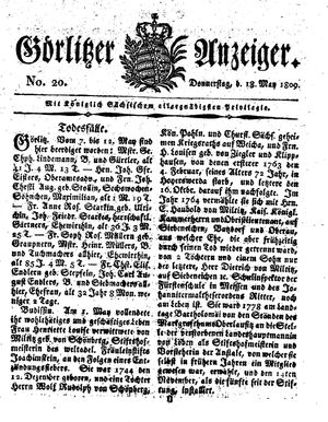 Görlitzer Anzeiger on May 18, 1809