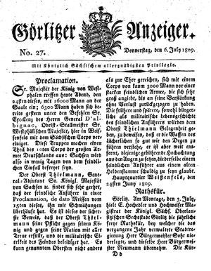 Görlitzer Anzeiger on Jul 6, 1809