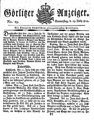 Görlitzer Anzeiger vom 19.07.1810