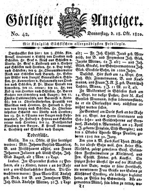 Görlitzer Anzeiger on Oct 18, 1810