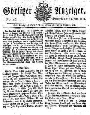 Görlitzer Anzeiger on Nov 15, 1810