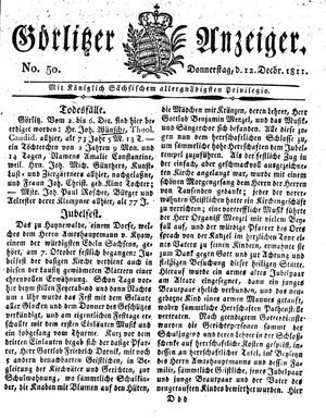 Görlitzer Anzeiger vom 12.12.1811