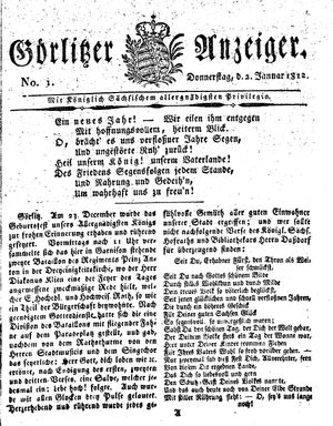 Görlitzer Anzeiger on Jan 2, 1812