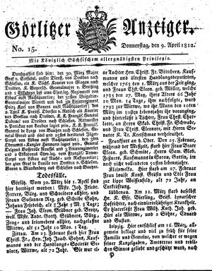 Görlitzer Anzeiger vom 09.04.1812