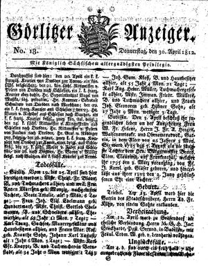 Görlitzer Anzeiger vom 30.04.1812