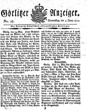 Görlitzer Anzeiger vom 04.06.1812