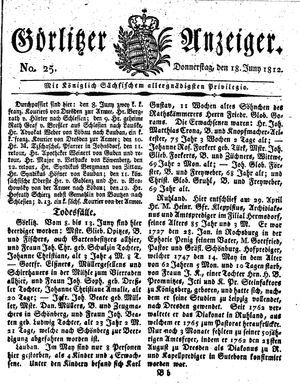 Görlitzer Anzeiger on Jun 18, 1812