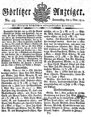 Görlitzer Anzeiger on Nov 5, 1812