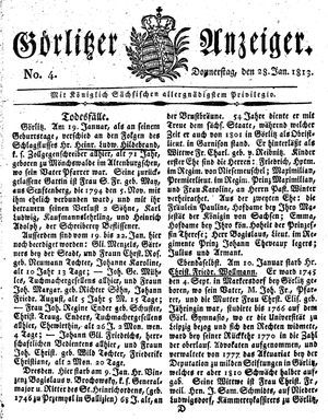 Görlitzer Anzeiger vom 28.01.1813