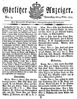 Görlitzer Anzeiger on Mar 4, 1813