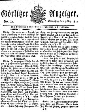 Görlitzer Anzeiger vom 05.08.1813
