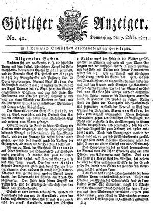 Görlitzer Anzeiger vom 07.10.1813