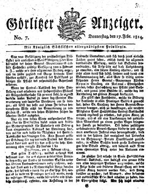 Görlitzer Anzeiger vom 17.02.1814