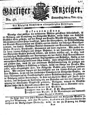 Görlitzer Anzeiger vom 24.11.1814