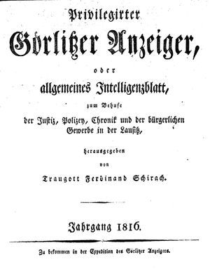 Görlitzer Anzeiger vom 01.01.1816