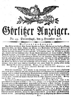 Görlitzer Anzeiger on Dec 5, 1816