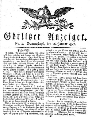 Görlitzer Anzeiger on Jan 16, 1817