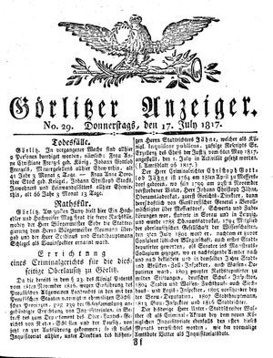 Görlitzer Anzeiger on Jul 17, 1817