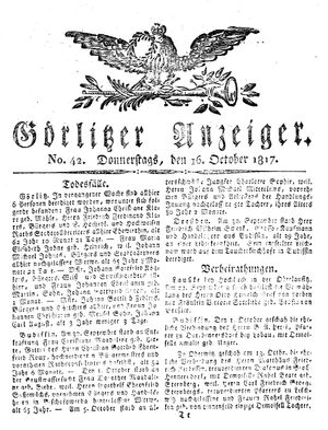 Görlitzer Anzeiger vom 16.10.1817