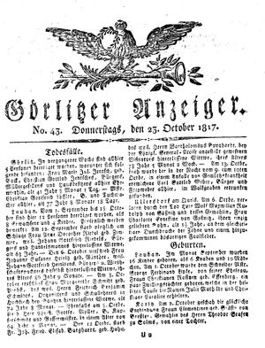 Görlitzer Anzeiger on Oct 23, 1817
